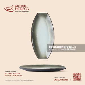 Khay bầu dục (đĩa thuyền) – Băng Dạ – Men hoả biến