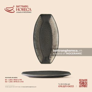 Khay bầu dục (đĩa thuyền) - Huyền Kim - Men hoả biến
