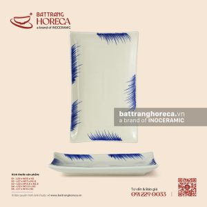 Khay chữ nhật – Hương Đồng – Men ngà