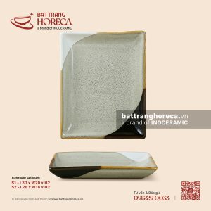 Khay chữ nhật - Địa Nhã - Men hoả biến