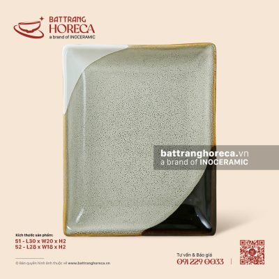Khay chữ nhật – Địa Nhã – Men hoả biến