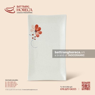 Khay chữ nhật ảo – Hoa Ban – Men tấm
