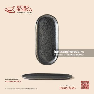 Khay chữ nhật dài 32 x 9,5cm - Huyền Kim - Men hoả biến