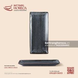 Khay chữ nhật dài 32 x 9,5cm - Huyền Dạ - Men hoả biến
