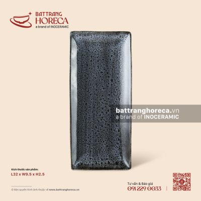 Khay chữ nhật dài 32 x 9,5cm – Huyền Dạ – Men hoả biến