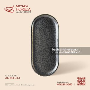 Khay chữ nhật dài 32 x 9,5cm - Huyền Kim - Men hoả biến