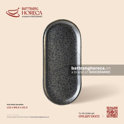 Khay chữ nhật dài 32 x 9,5cm – Huyền Kim – Men hoả biến