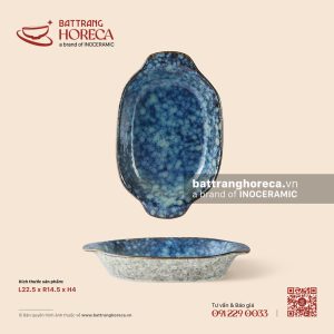 Khay hai tai 22,5 x 14,5cm - Tinh Vân - Men hoả biến