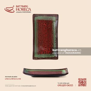 Khay kê khăn 19,5 x 13,5cm - Dưa Hấu - Men hoả biến