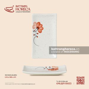 Đĩa kê khăn 14 x 8cm – Hoa Ban – Men tấm