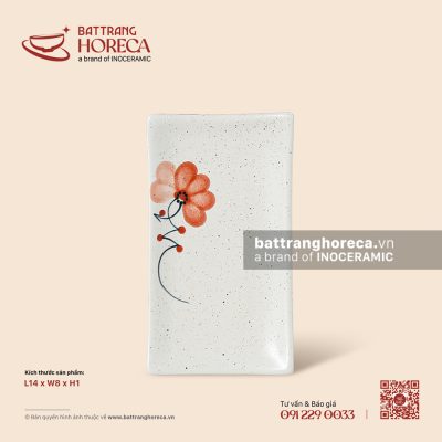 Đĩa kê khăn 14 x 8cm – Hoa Ban – Men tấm
