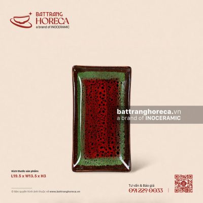 Khay kê khăn 19,5 x 13,5cm – Dưa Hấu – Men hoả biến