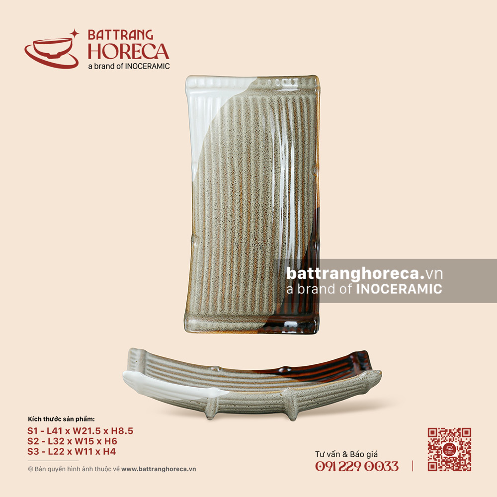 Khay nan - Địa Nhã - Men hoả biến - Bát Tràng Horeca Khay nan - Địa Nhã - Men hoả biến