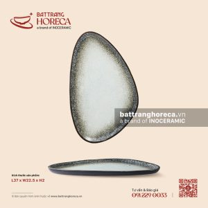 Khay tam giác 37 x 22,5cm – Băng Dạ – Men hoả biến