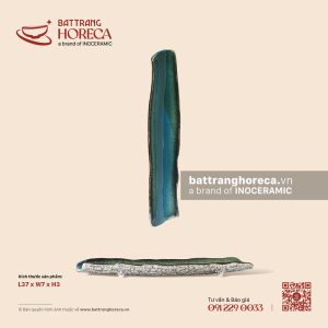 Khay vỏ cây 37 x 7cm – Lam Hải – Men hoả biến