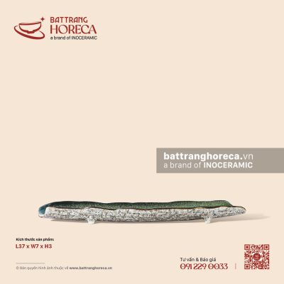 Khay vỏ cây 37 x 7cm – Lam Hải – Men hoả biến