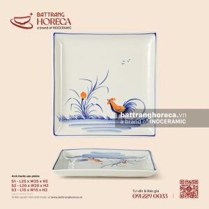 Khay vuông – Ô Kê – Men ngà
