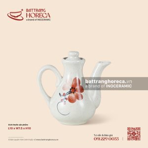 Lọ (ấm) mắm, tương có quai 10 x 7.5cm - Hoa Ban