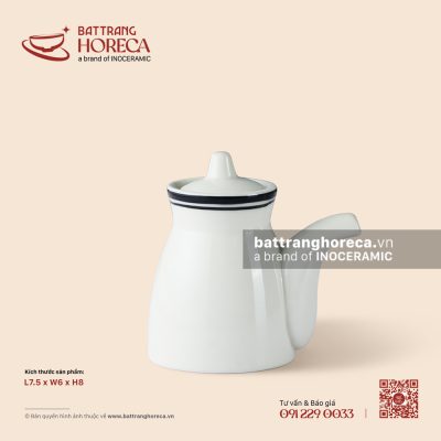 Lọ (bình) mắm, lọ tương thấp 7 x 9,5cm – Tịnh Tuyến – Men ngà