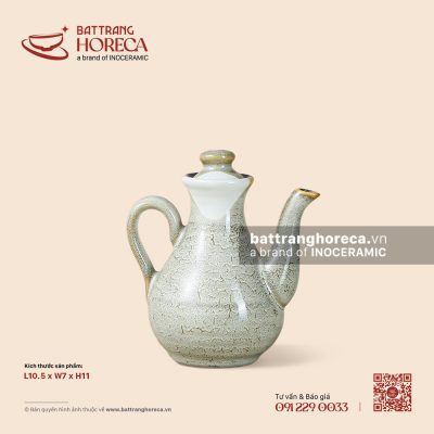 Lọ (bình) mắm, tương 10.5 x 7cm – Địa Nhã – Men hoả biến