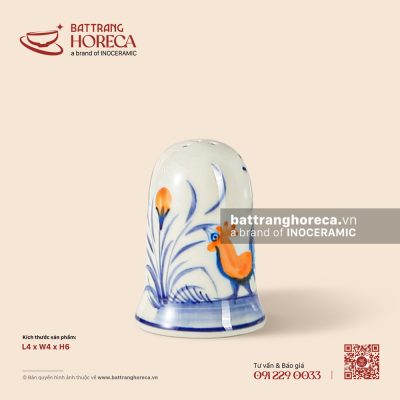 Lọ muối tiêu 3 lỗ 4cm – Ô Kê – Men ngà
