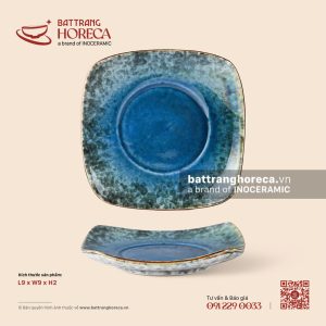 Đĩa lót tách 9cm - Lam Hải - Men thủy tinh