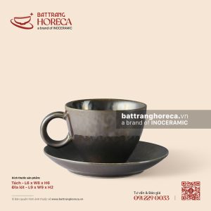 Tách cà phê (café) quai tròn 6 x 8cm - Huyền Kim - Men hoả biến