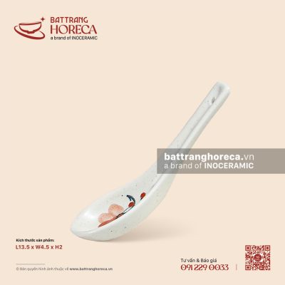 Thìa cơm 13.5 x 4.5cm – Hoa Ban – Men tấm