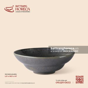 Tô (bát) yêu đại 21cm - Huyền Kim - Men hoả biến