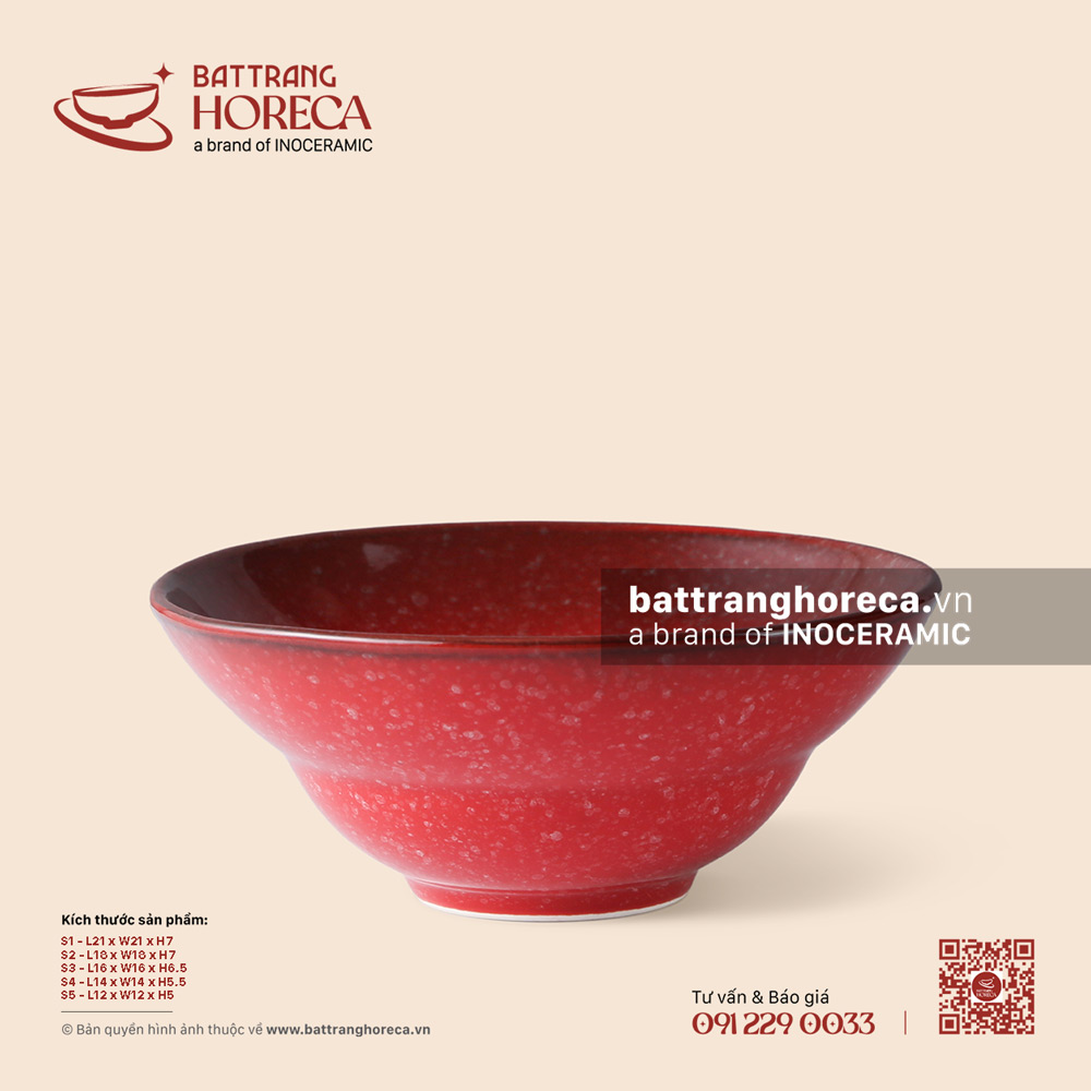 Tô (bát) yêu - Hồng Ngọc (Ruby) - Men hoả biến - Bát Tràng Horeca Tô (bát) yêu - Hồng Ngọc (Ruby) - Men hoả biến