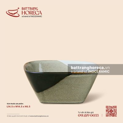 Tô vuông 14.5cm – Địa Nhã – Men hoả biến