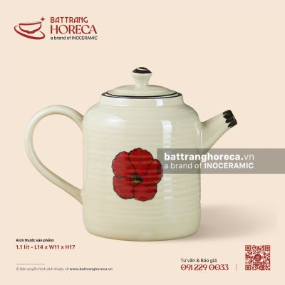 Ấm nước 1.1L – Yên Hồng – Men ngà