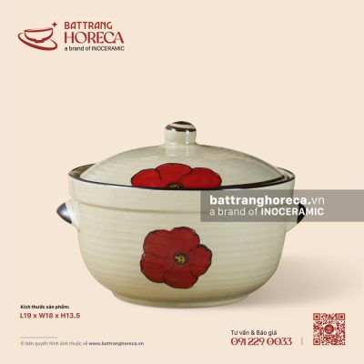 Âu (thố) cơm 19 x 18cm – Yên Hồng – Men ngà