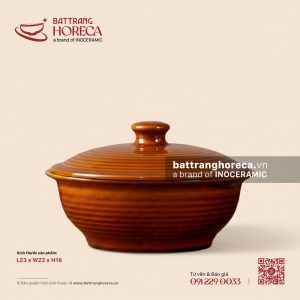 Âu (thố) cơm đại 23 x 23cm - Nâu Trầm