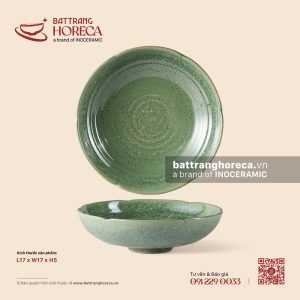Bát Nhật cắt hoa 17cm - Bích Diệp - Men hoả biến