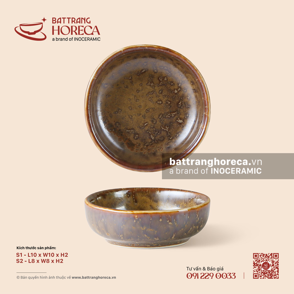 Bát (chén) chấm Nhật - Thổ Viêm - Men hoả biến - Bát Tràng Horeca Bát (chén) chấm Nhật - Thổ Viêm - Men hoả biến