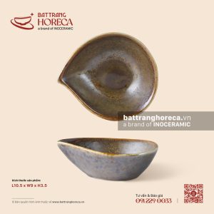 Bát (chén) chấm dáng quả đào 10.5 x 9cm - Thổ Viêm - Men hoả biến