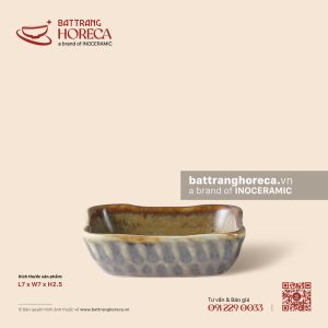 Bát (chén) chấm vuông méo 7cm - Thổ Viêm