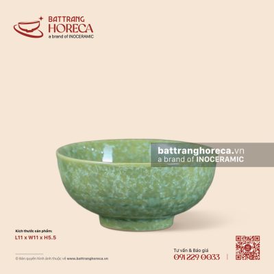 Bát (chén) cơm 11cm – Lục Thạch – Men màu