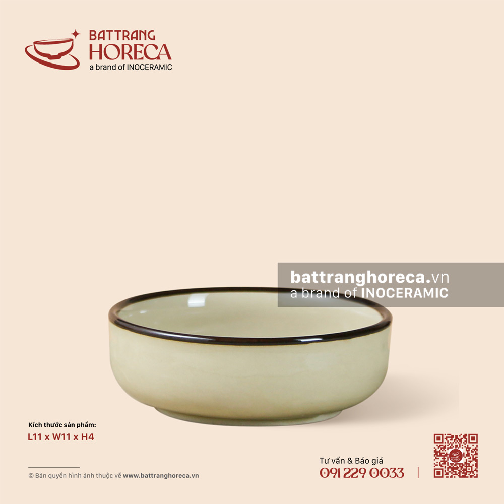 Bát (chén) cơm Nhật 11cm - Yên Hồng - Bát Tràng Horeca Bát (chén) cơm Nhật 11cm - Yên Hồng