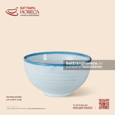 Bát (chén) cơm khum 11cm – Biển Xanh – Men hoả biến