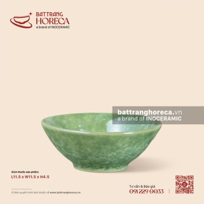 Bát (chén) cơm nón 11.5cm – Lục Thạch – Men màu