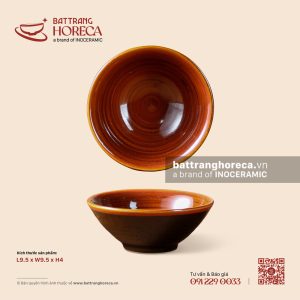 Bát (chén) mắm nón 9.5cm - Nâu Trầm