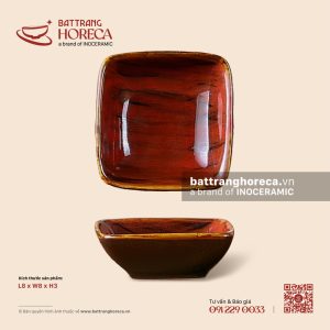 Bát (chén) mắm vuông 8cm - Nâu Trầm