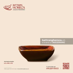 Bát (chén) mắm vuông 8cm - Nâu Trầm