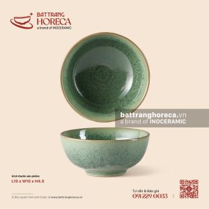 Bát (chén) súp 10cm - Bích Diệp - Men hoả biến