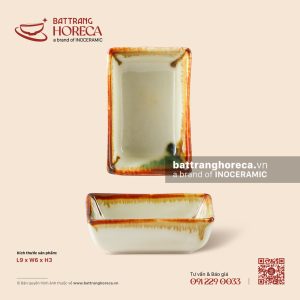 Bát (đĩa) gia vị chữ nhật 1 ngăn 9 x 6cm – Hoàng Diệp – Men hoả biến