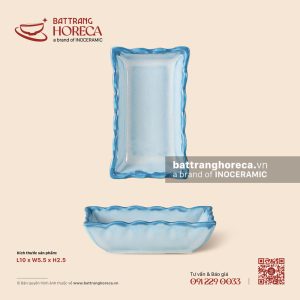 Bát (đĩa) gia vị chữ nhật 10 x 5.5cm – Biển Xanh – Men hoả biến
