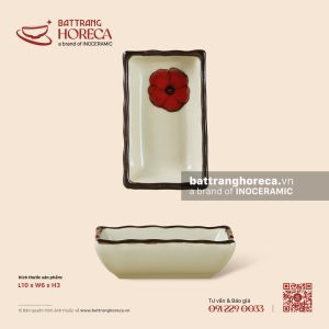 Bát (đĩa) gia vị chữ nhật 10 x 6cm - Yên Hồng - Men ngà