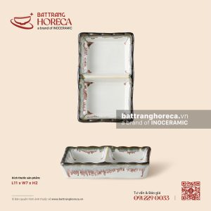Bát (đĩa) gia vị chữ nhật 2 ngăn 11 x 7cm - Bạch Diêm